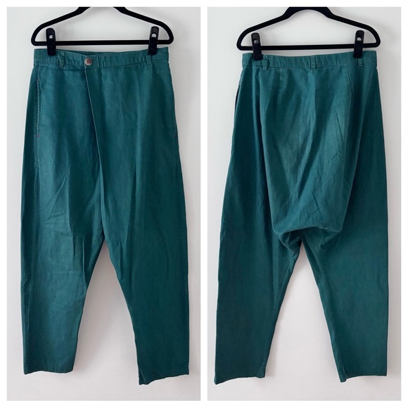 Nicobar Cotton Harem Pants Classic Fit Drop Crotch Baggy Bottoms Belt Loops - Picture 1 of 7